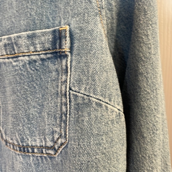 RISEN LOS ANGELES PEARL SNAP FRONT SHIRRING  LONG SLEEVE DENIM BLUE SHIRT SM MED - Picture 8 of 14